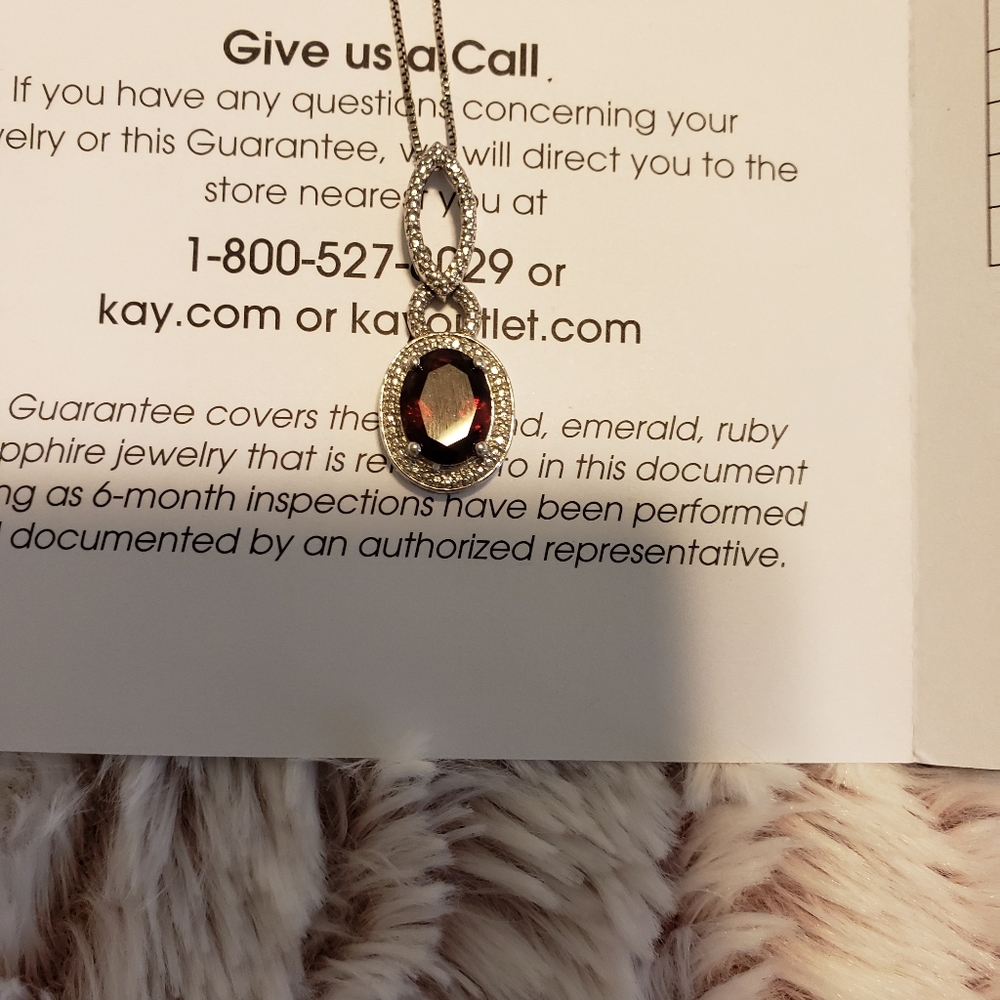 NWOT Garnet necklace with diamond accents